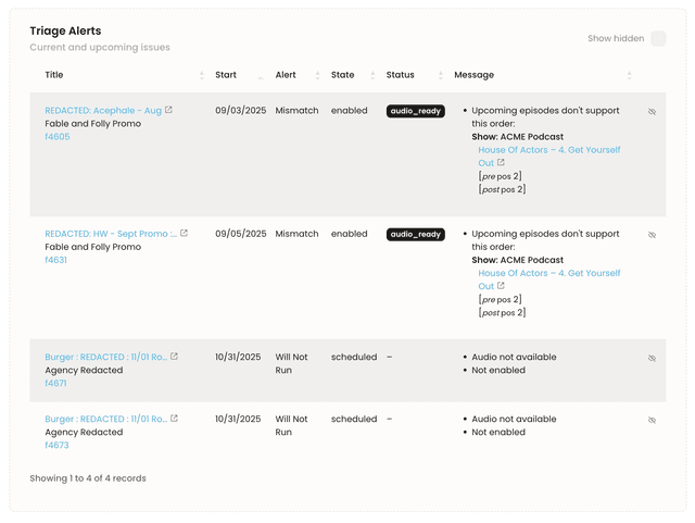 Campaign alerts interface